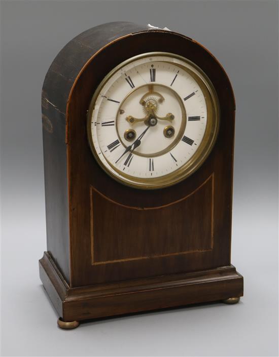 A French inlaid mahogany mantel clock height 38cm